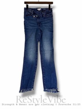 GOOD AMERICAN Women’s Size 2/26 Denim Jeans High Rise Fit Straight Raw Hem Ankle